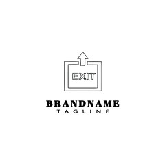 exit logo cartoon template black icon vector illustration