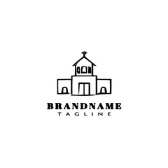 Fototapeta premium church cartoon logo icon template black isolated vector illustration