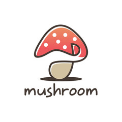 Mushroom fungi nature line outline icon logo design Premium