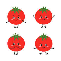 cartoon tomato characters set in flat style