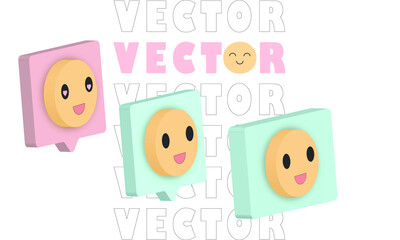 Happy 3d Character Vector Illustration funplay social mediaicon. Candy colors