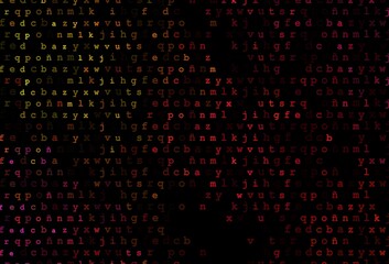 Dark red, yellow vector texture with ABC characters.