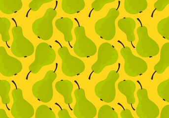 Fruit background with pears for fabrics and packaging and gifts and cards and kids and kitchen