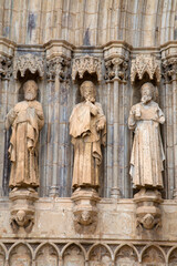 Fototapeta premium Close-up of Saints Figures on St Mary Church Facade, Morella
