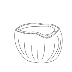 Coconut half line art. Outline. Vector, illustration, isolated