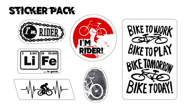 Bicycle stickers. Funny sticker pack