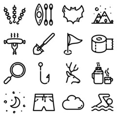 Camping Flat Icon Set Isolated On White Background