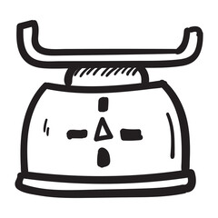 Hand drawn kitchen scales icon in doodle style isolated