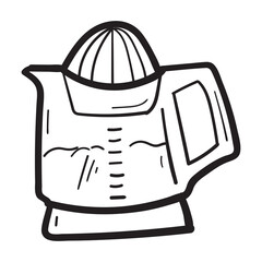 Hand drawn juice squeezer icon in doodle style isolated