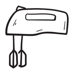 Hand drawn mixer icon in doodle style isolated