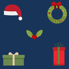 Vector illustration of a set of different Christmas items. These elements can be used to create your own, creative designs.