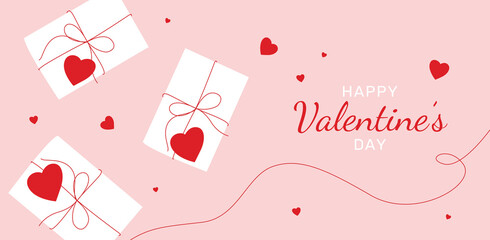 Happy Valentine's day background. Cute love sale banner or greeting card. Vector illustration