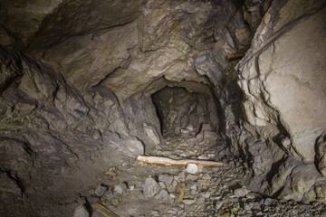 Underground gold mine tunnel