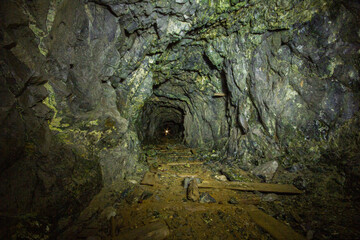 Underground gold mine tunnel