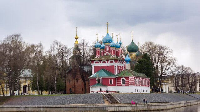 Russia Church of Tsarevich Dmitry on the Blood in Uglich Timelapse