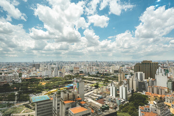 Skyline of Sao Paulo Brazil, taken from the Farol Satander building.