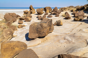 The Lakeside Rocks at the fossil park Dholavira Gujrat