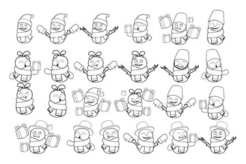 set of Snowman cartoon characters
