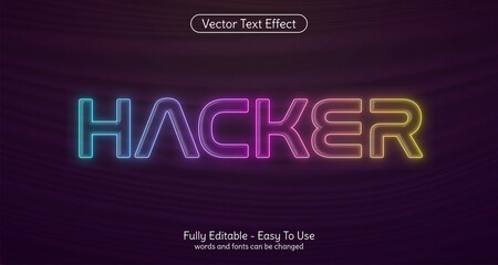 Creative 3d text hacker editable neon style effect template