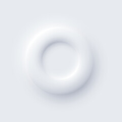Neumorphism UI, circle white ring button with shadow, abstract 3d minimal soft button