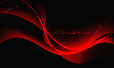 Abstract red wave curve on black design modern luxury futuristic background vector