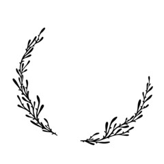 Vector floral border. Hand drawn botanical greenery branch. Wedding frame. Leaf border frame.