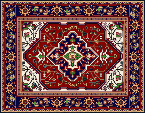 Persian carpet original design, tribal vector texture. Easy to edit and change a few colors by swatch window.