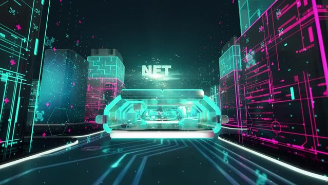 Metaverse with digital technology hitech concept
