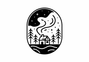 comfortable simple house line art illustration