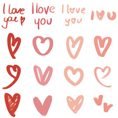 Valentine's day card heart template. The inscription I love you. On white background