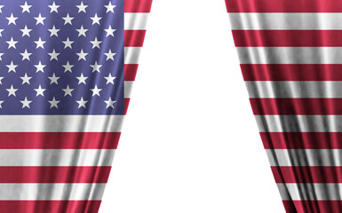 Flag of the United States of America against white background. 3D illustration
