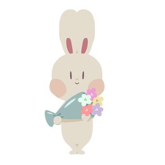 Illustration of a rabbit presenting a bouquet