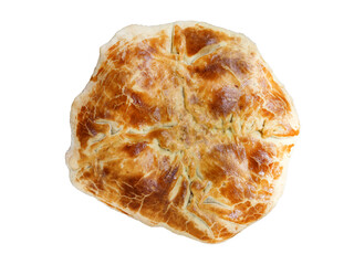 ruddy wheat tortilla isolated on white background