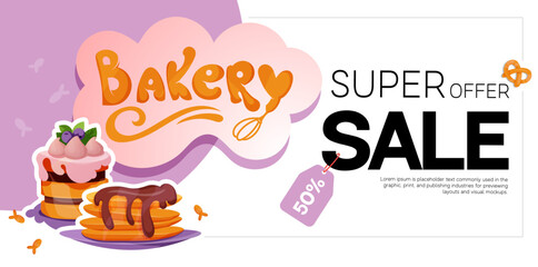 Vector elements for use on the bakery theme in a cute cartoon style. Use for postcards flyers web pages