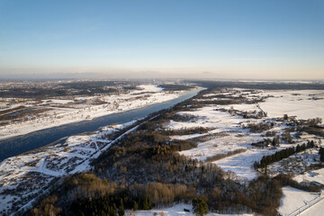 Winter river of Nemunas in Lithuania