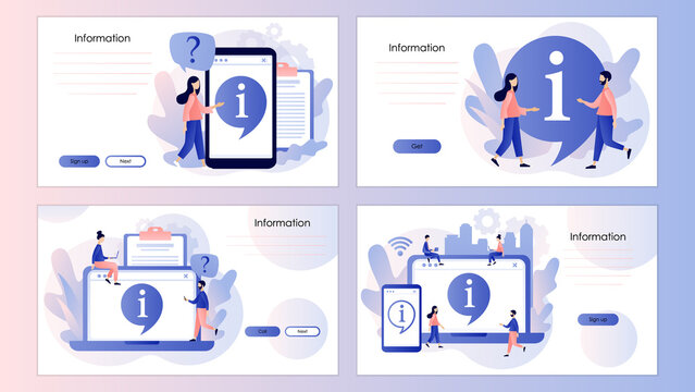 Info symbol. Information center online. Support, useful information, guides, frequently asked questions. Screen template for landing page, template, ui, web, mobile app, poster, banner, flyer. Vector 