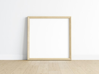 Square wooden frame mockup, poster mockup, print mockup, 3d render
