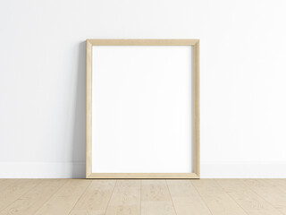 Wooden frame mockup, poster mockup, print mockup, 3d render