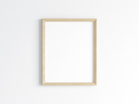 Wooden frame on the wall, poster mockup, print mockup, 3d render