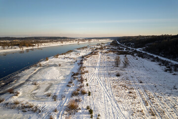Winter river of Nemunas in Lithuania