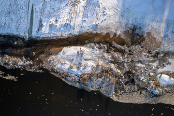 Winter river of Nemunas in Lithuania