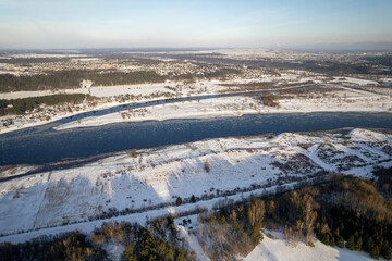 Winter river of Nemunas in Lithuania