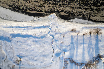 Winter river of Nemunas in Lithuania