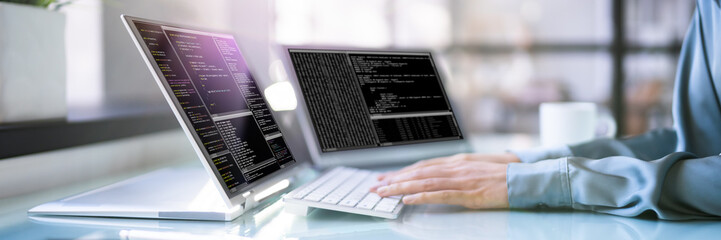 Female Working In Web Development Coding