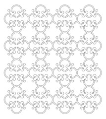 Decorative pattern based on flora design and combined with geometry. 2D pattern using CAD design in black and white.