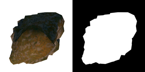 Rock 14- Top view white background alpha png 3D Rendering Ilustracion 3D