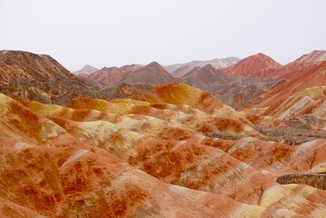 中国・甘粛省 張掖丹霞地貌　七彩山