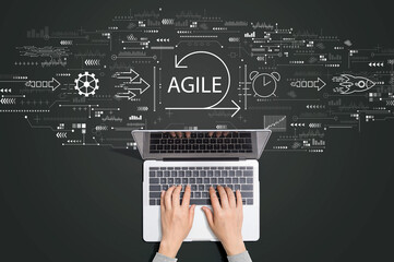 Agile concept with person using a laptop computer