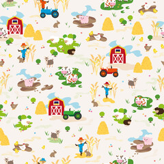 Cute Colorful Farm Animal life