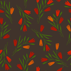 Floral seamless pattern. Spring branches with flowers. Design for wallpaper, fabric, textile, stationery. Vector illustration.
